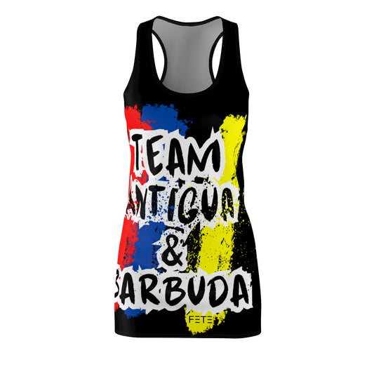 Team Antigua & Barbuda Women's Cut & Sew Racerback Dress (AOP) (black)