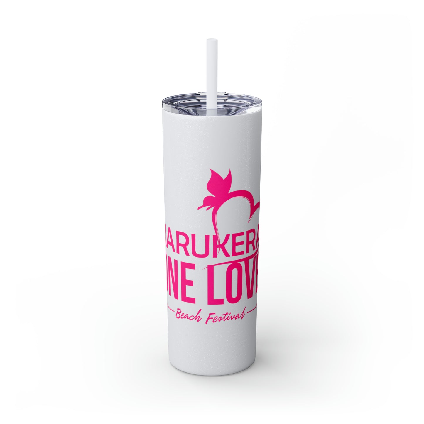 KaruKera One Love Skinny Tumbler with Straw, 20oz (pink)