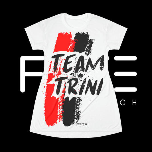 Team Trini T-Shirt Dress (AOP) (white)