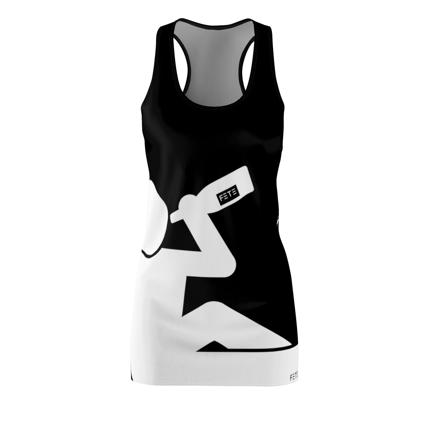 Fete Heads Women's Cut & Sew Racerback Dress (AOP) (black)
