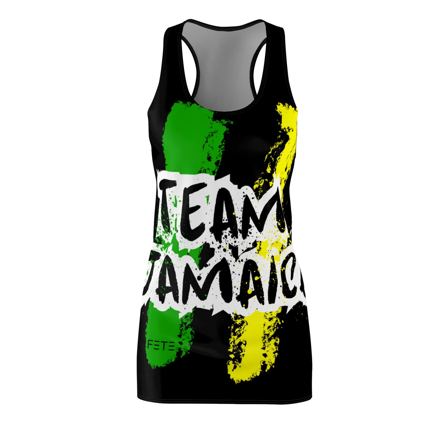 Team Jamaica Women's Cut & Sew Racerback Dress (AOP) (black)