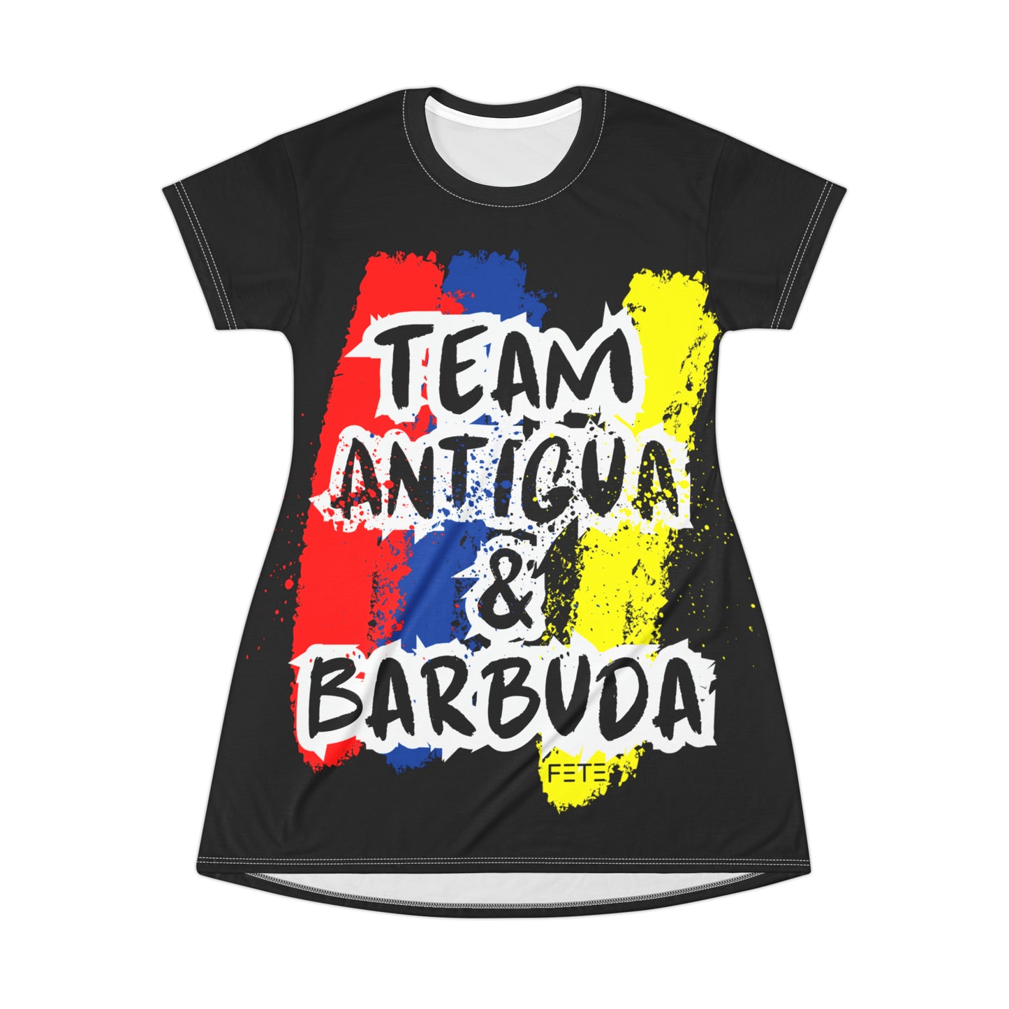 Team Antigua & Barbuda T-Shirt Dress (AOP) (black)