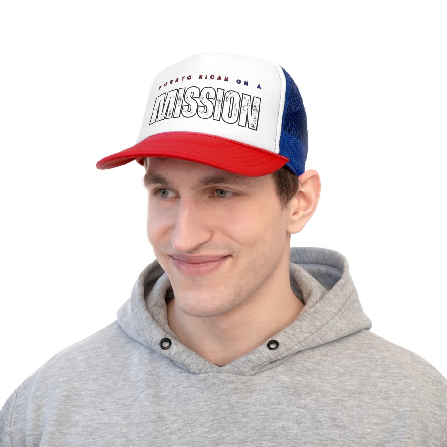 Puerto Rican on a Mission Trucker Caps