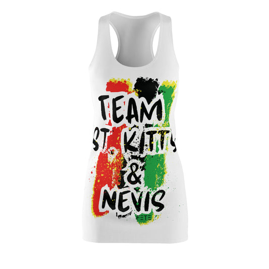 Team St. Kitts & Nevis Women's Cut & Sew Racerback Dress (AOP) (white)