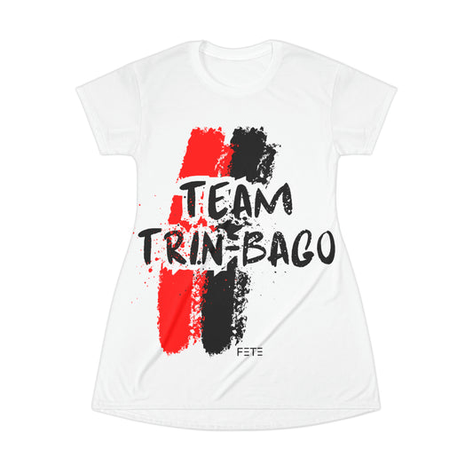 Team Trin-bago T-Shirt Dress (AOP) (white)
