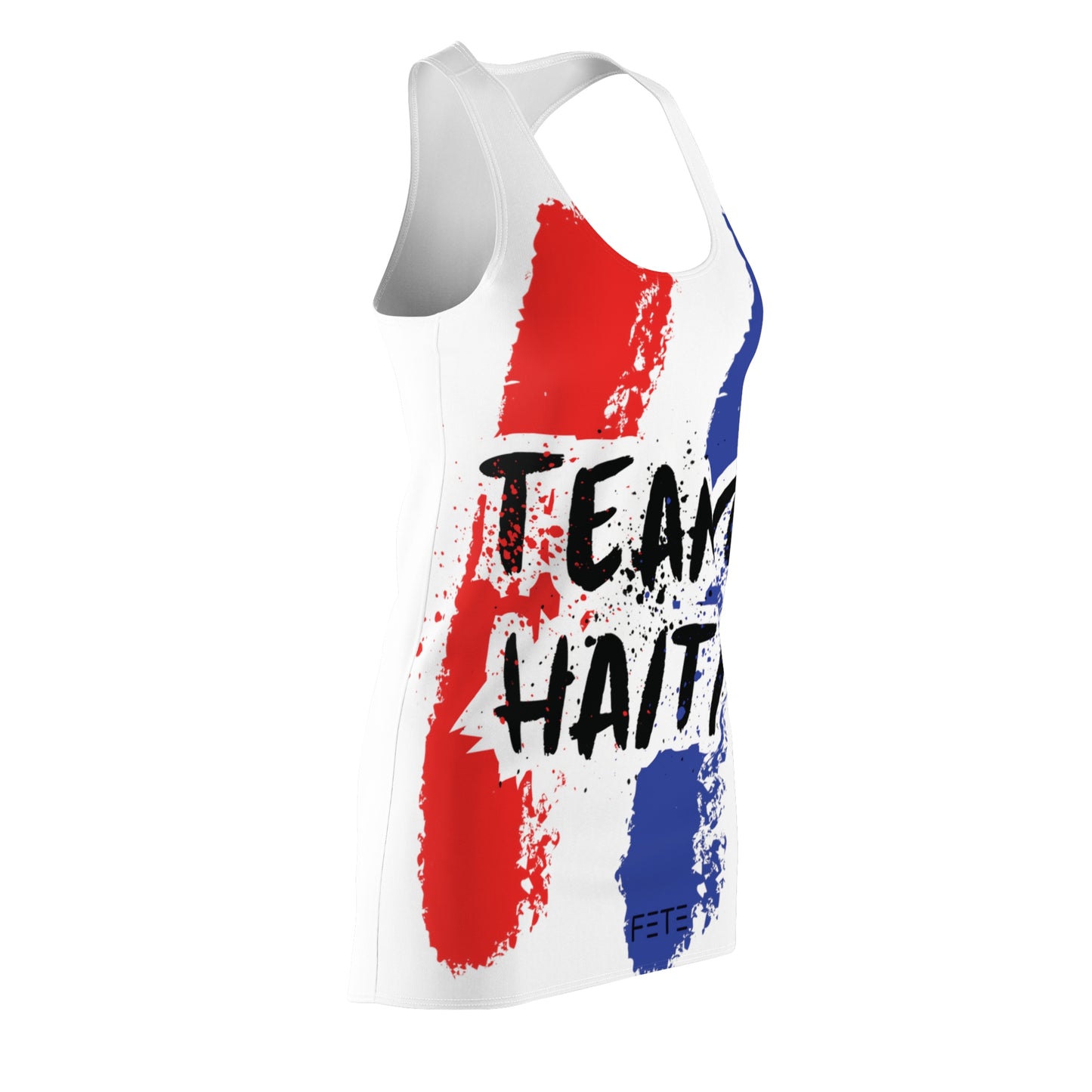 Team Haiti Women's Cut & Sew Racerback Dress (AOP) (white)