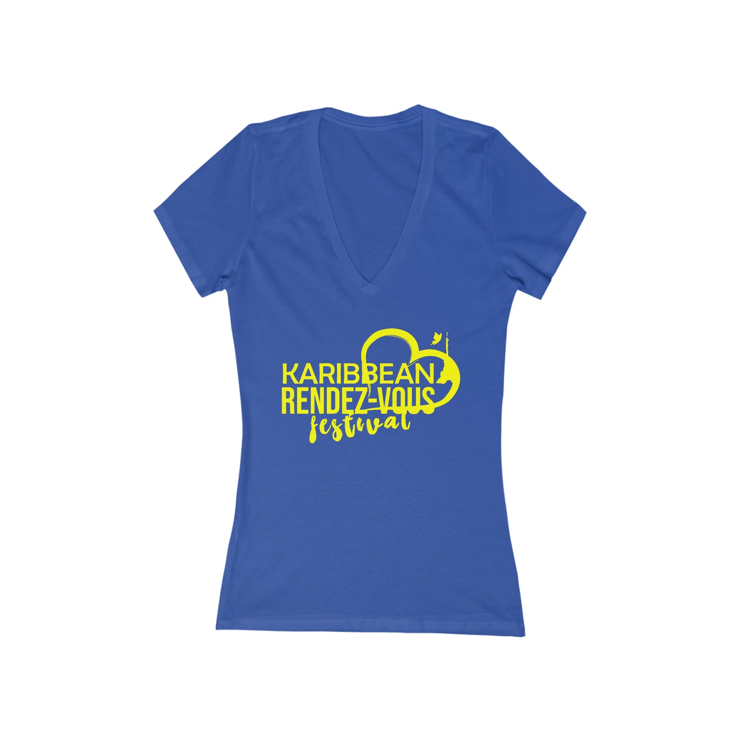 Karibbean Rendez-Vous Festival Women's Jersey Short Sleeve Deep V-Neck Tee