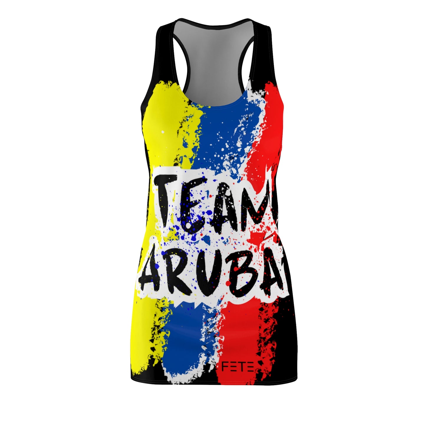 Team Aruba Women's Cut & Sew Racerback Dress (AOP) (black)