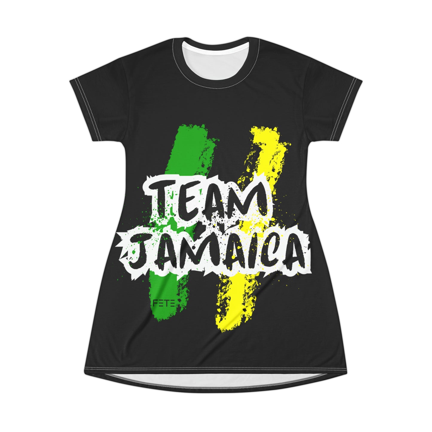 Team Jamaica T-Shirt Dress (AOP) (black)