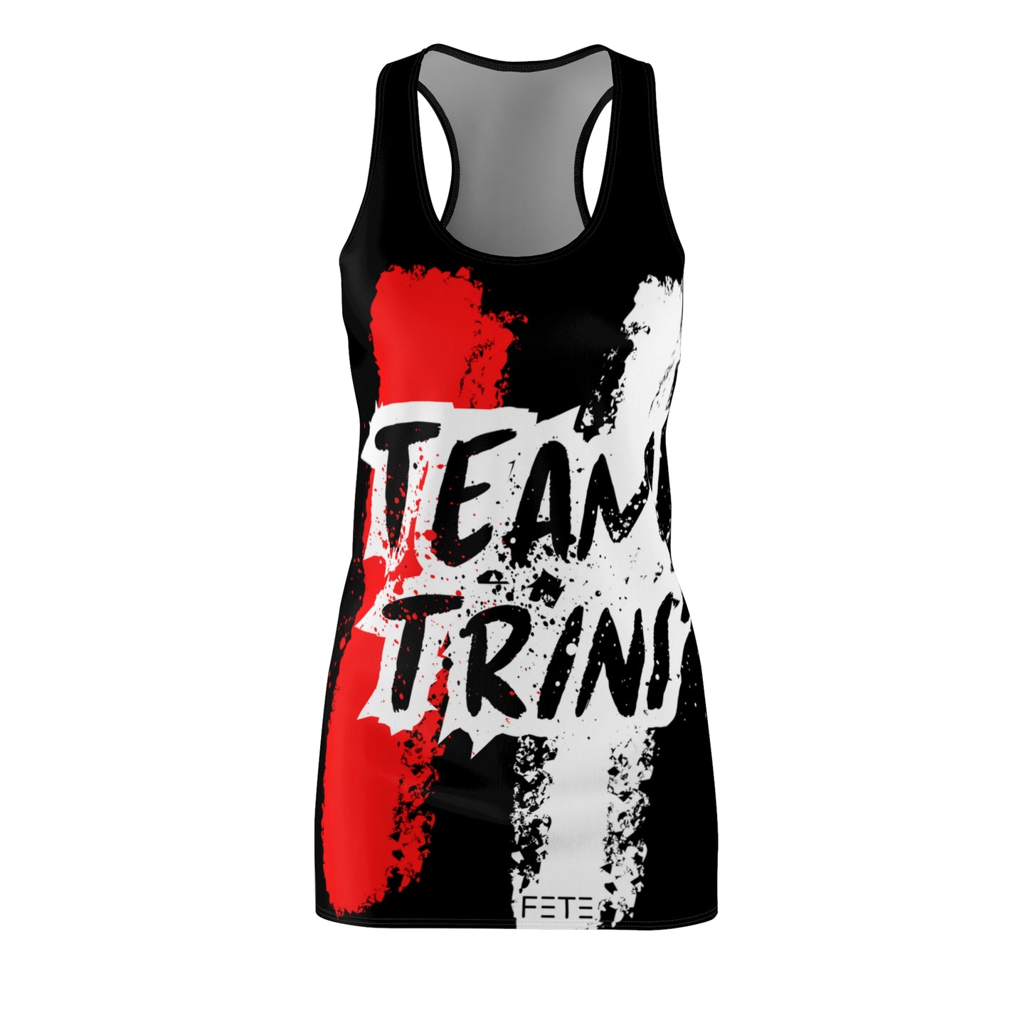 Team Trini Women's Cut & Sew Racerback Dress (AOP) (black)