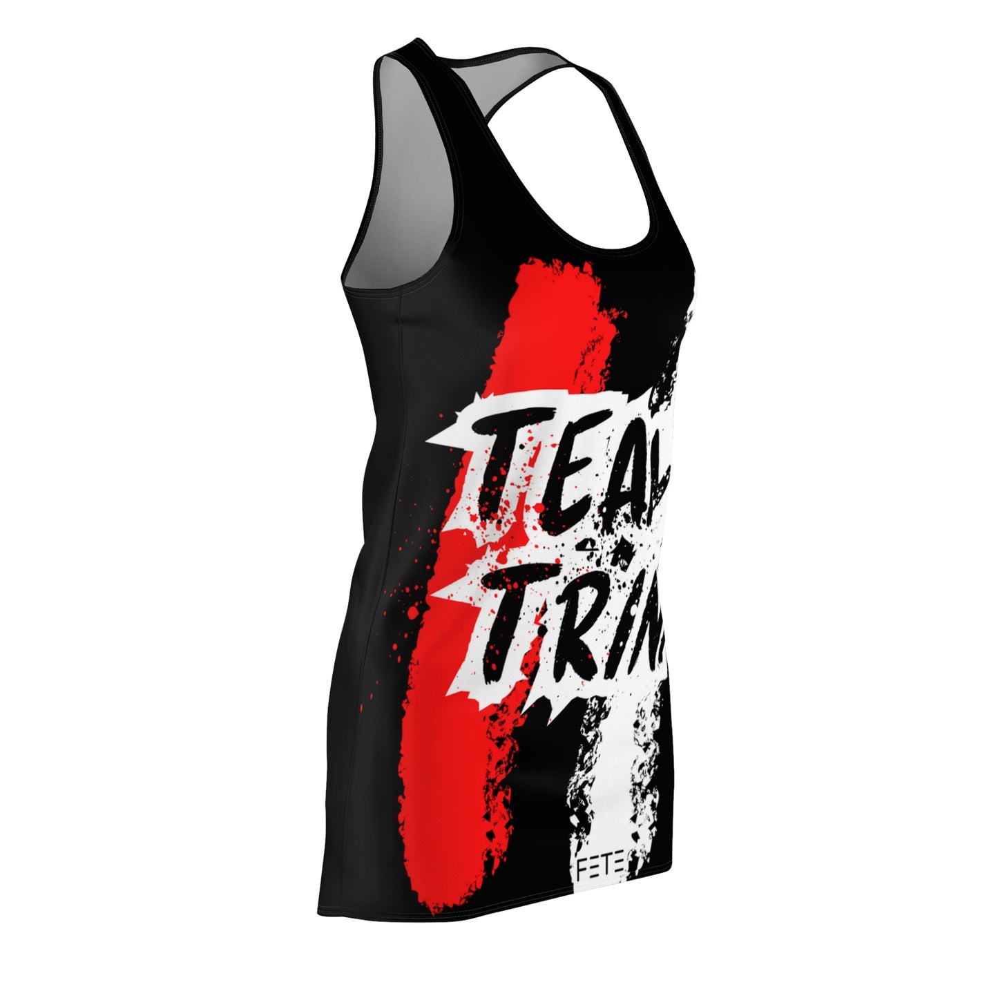 Team Trini Women's Cut & Sew Racerback Dress (AOP) (black)