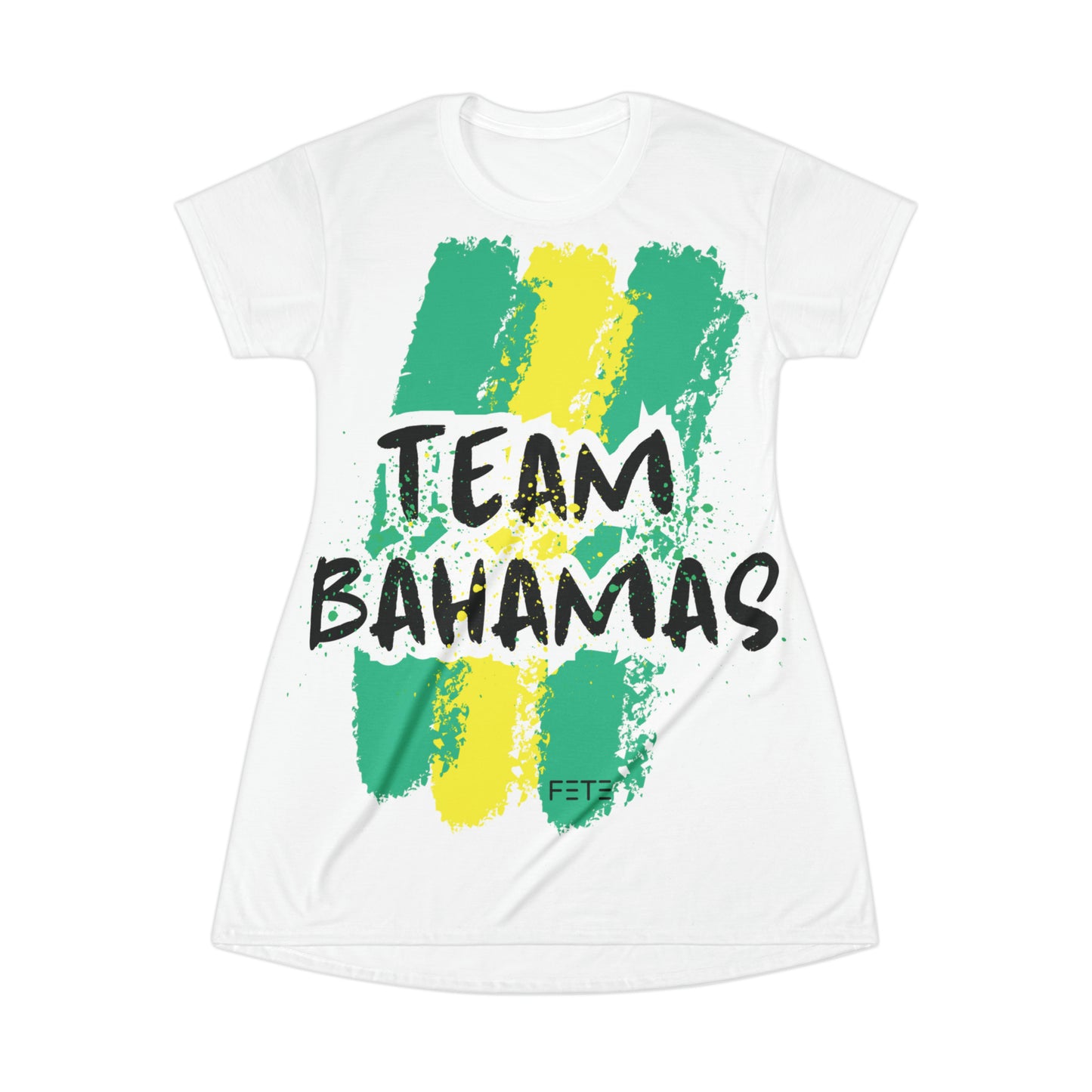 Team Bahamas T-Shirt Dress (AOP) (white)