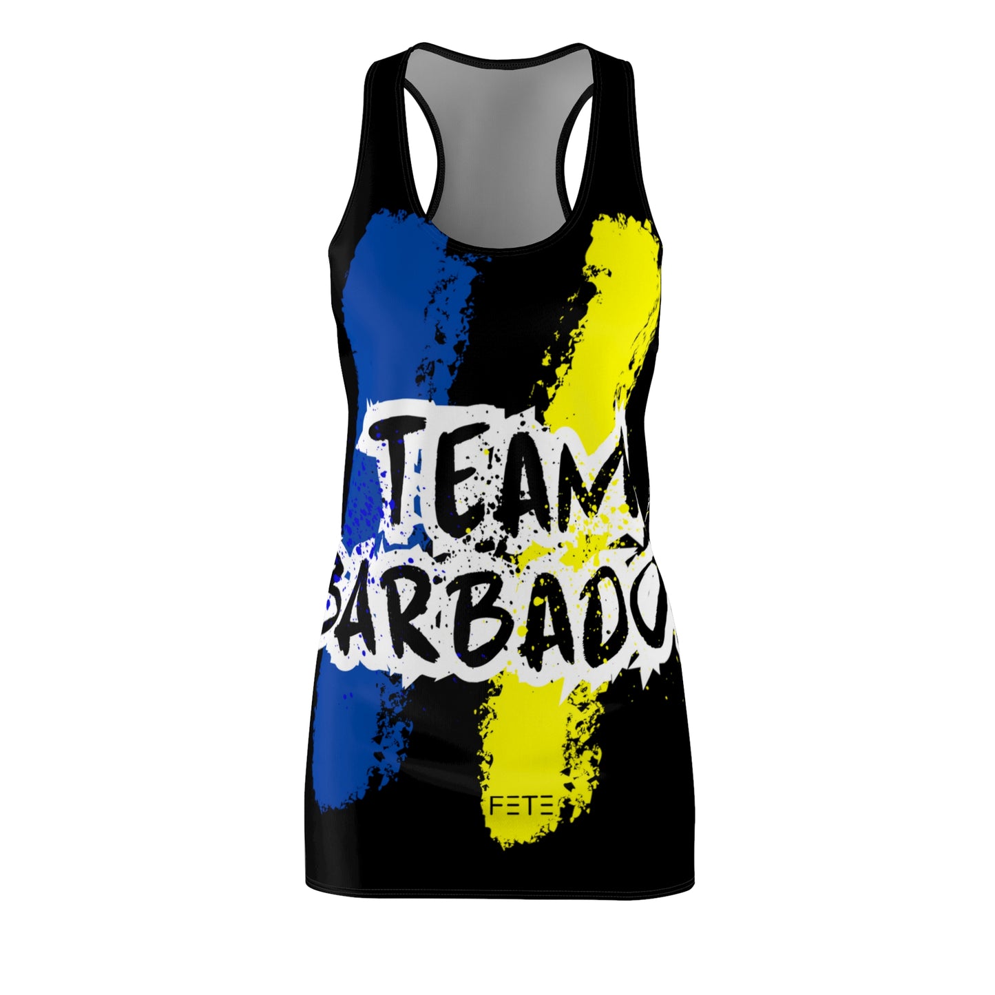 Team Barbados Women's Cut & Sew Racerback Dress (AOP) (black)
