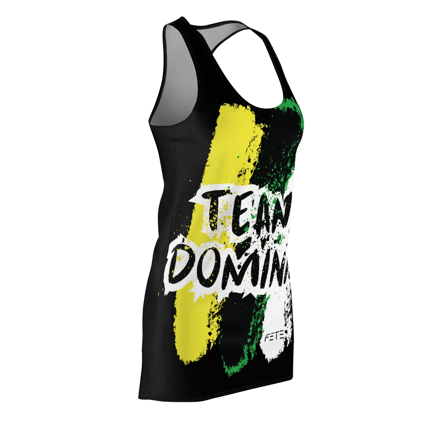 Team Dominica Women's Cut & Sew Racerback Dress (AOP) (black)