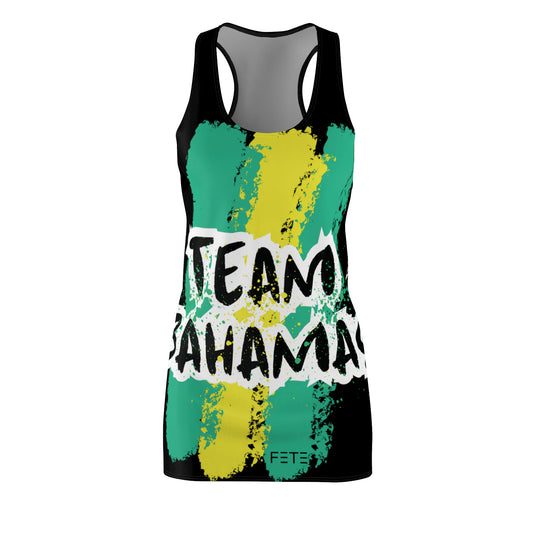 Team Bahamas Women's Cut & Sew Racerback Dress (AOP) (black)