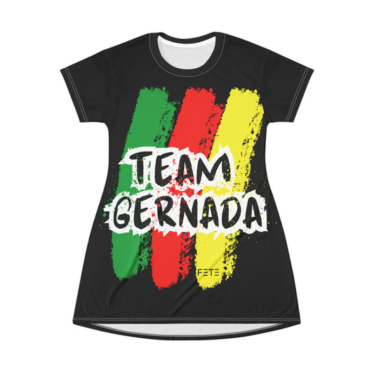 Team Grenada T-Shirt Dress (AOP) (black)