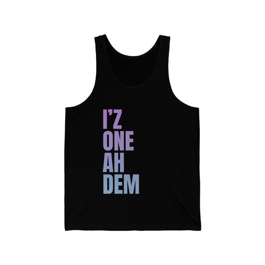 I'z One Ah Dem - Shal Unisex Jersey Tank ( pink to blue gradient)