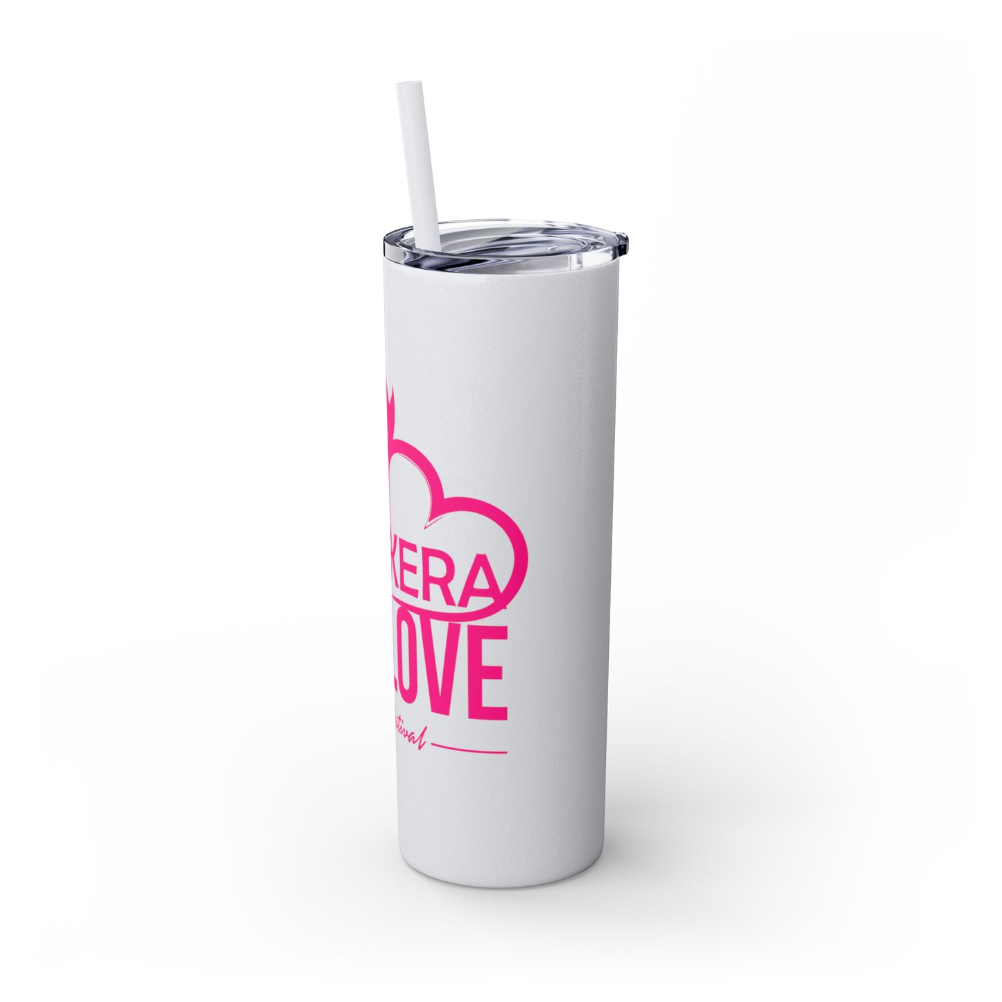 KaruKera One Love Skinny Tumbler with Straw, 20oz (pink)