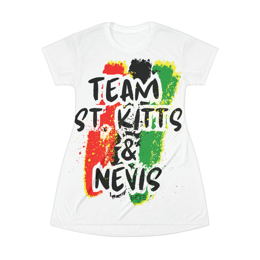 Team St. Kitts & Nevis T-Shirt Dress (AOP) (white)
