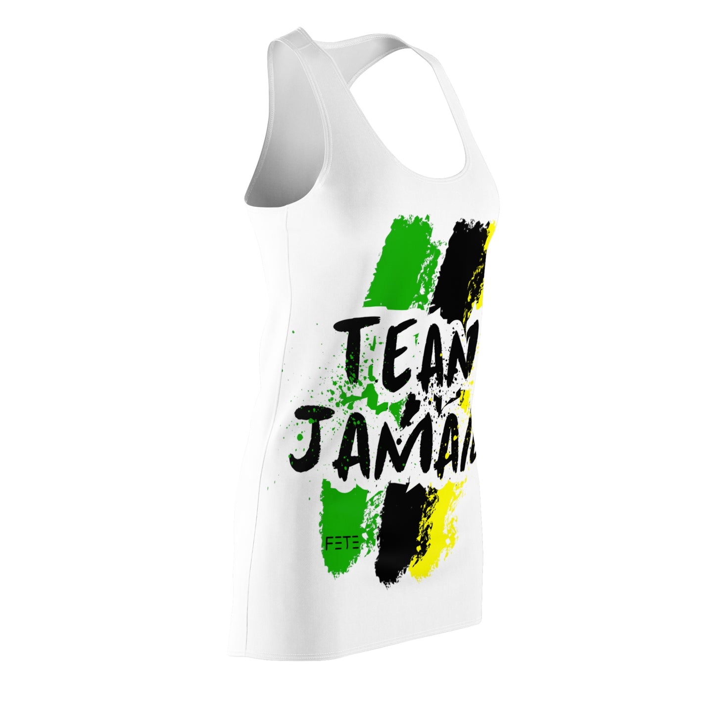 Team Jamaica Women's Cut & Sew Racerback Dress (AOP) (white)