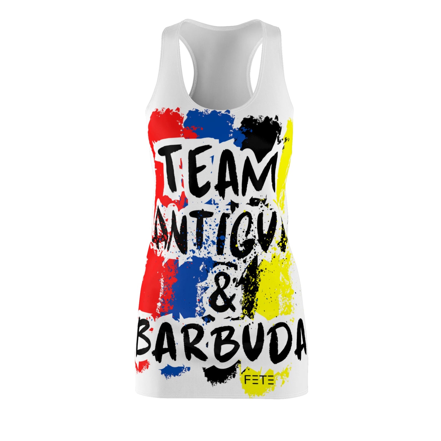 Team Antigua & Barbuda Women's Cut & Sew Racerback Dress (AOP) (white)