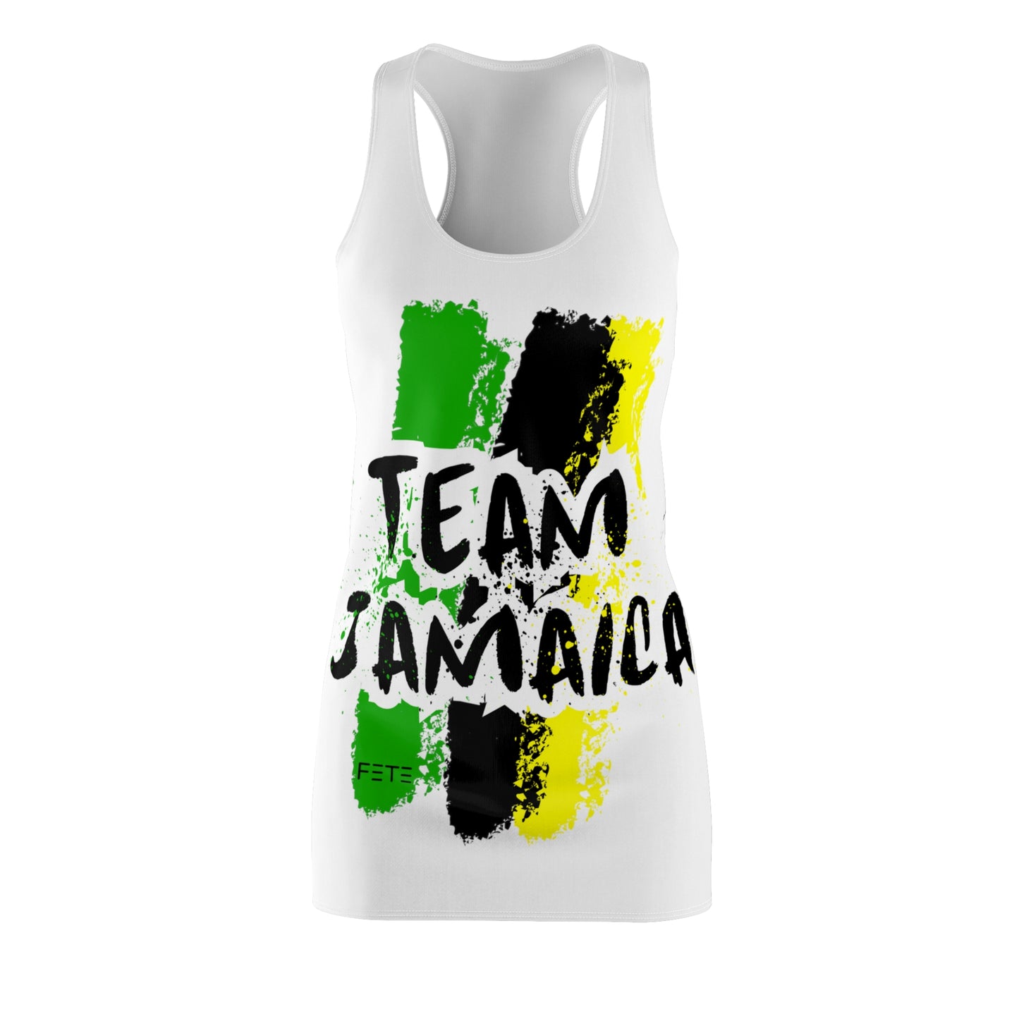 Team Jamaica Women's Cut & Sew Racerback Dress (AOP) (white)