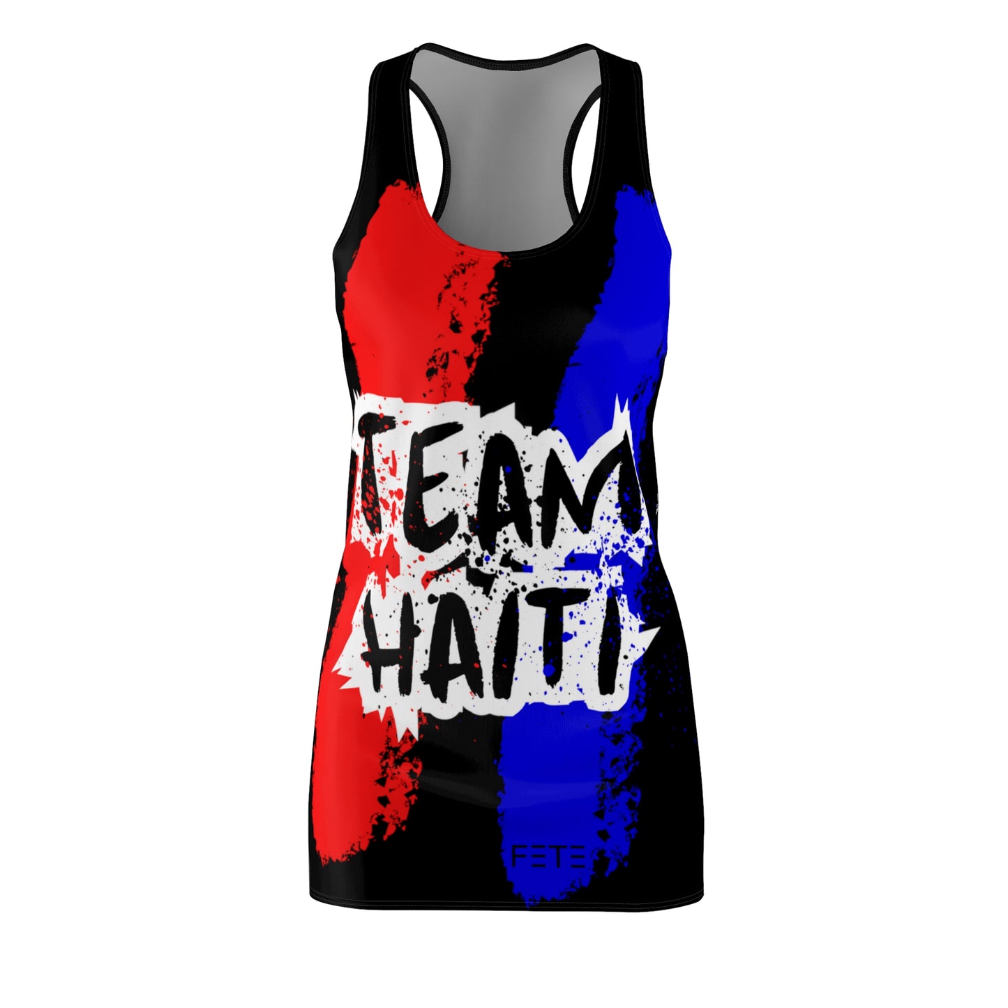 Team Haiti Women's Cut & Sew Racerback Dress (AOP) (black)