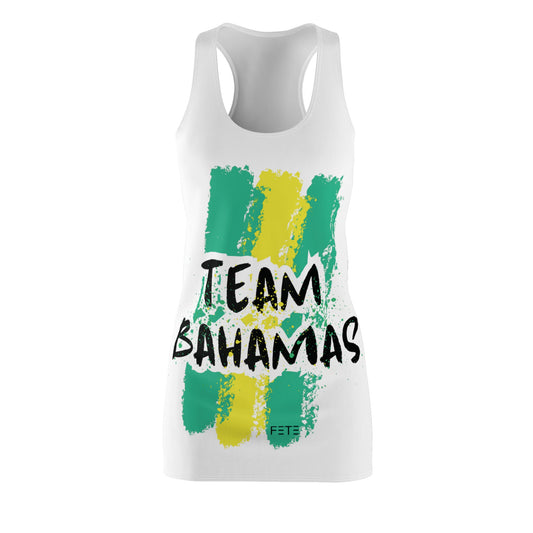 Team Bahamas Women's Cut & Sew Racerback Dress (AOP) (white)