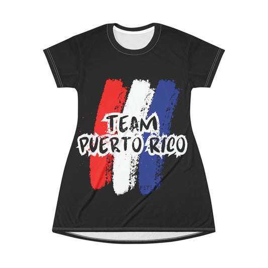 Team Puerto Rico T-Shirt Dress (AOP) (black)