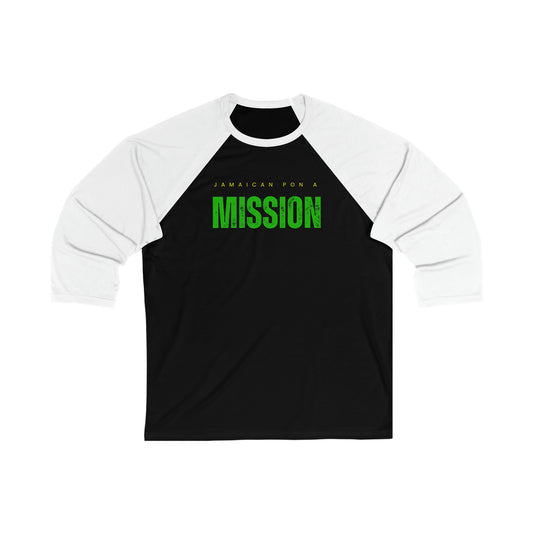 Jamacian on a Mission Unisex 3\4 Sleeve Baseball Tee