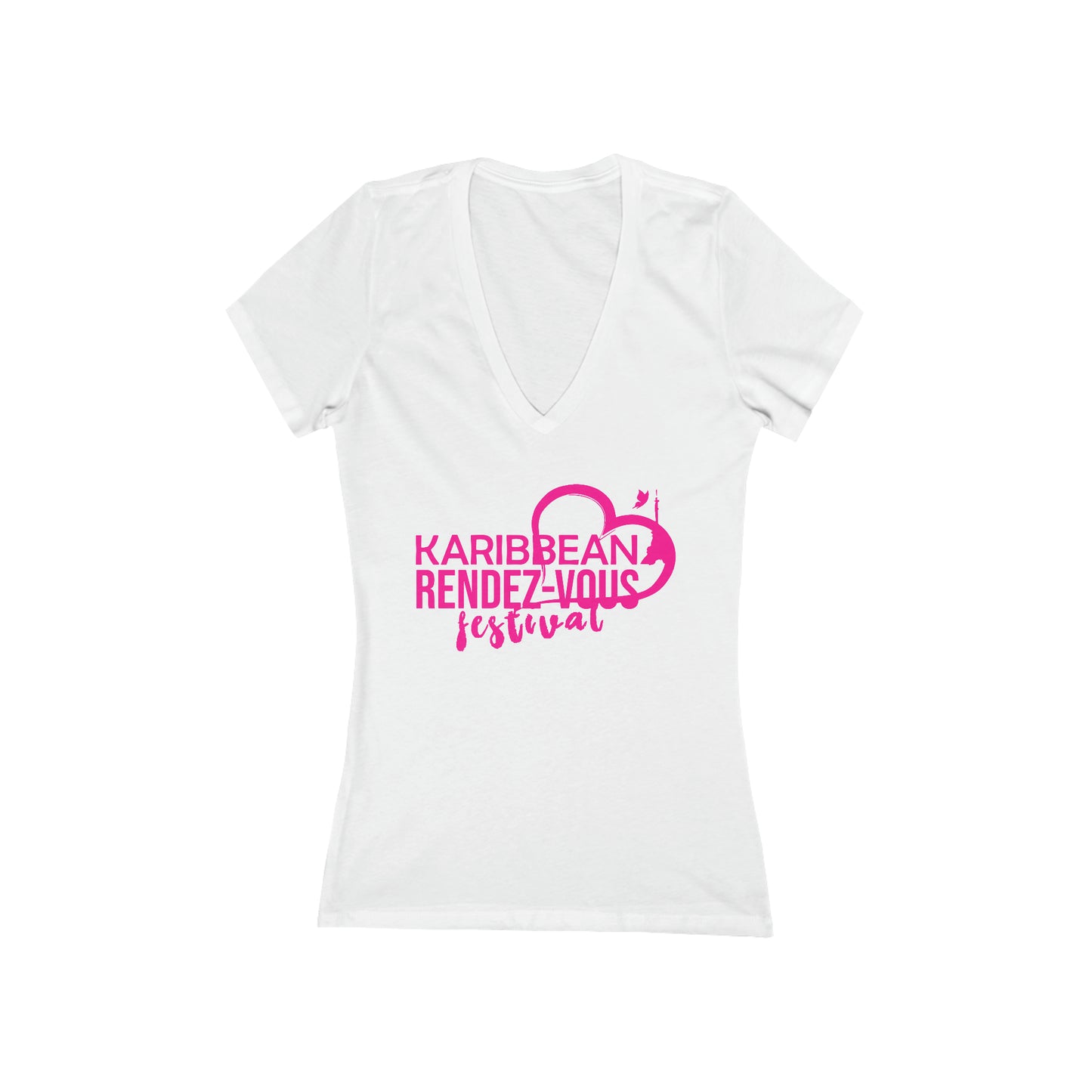 Karibbean Rendez-Vous Festival Women's Jersey Short Sleeve Deep V-Neck Tee