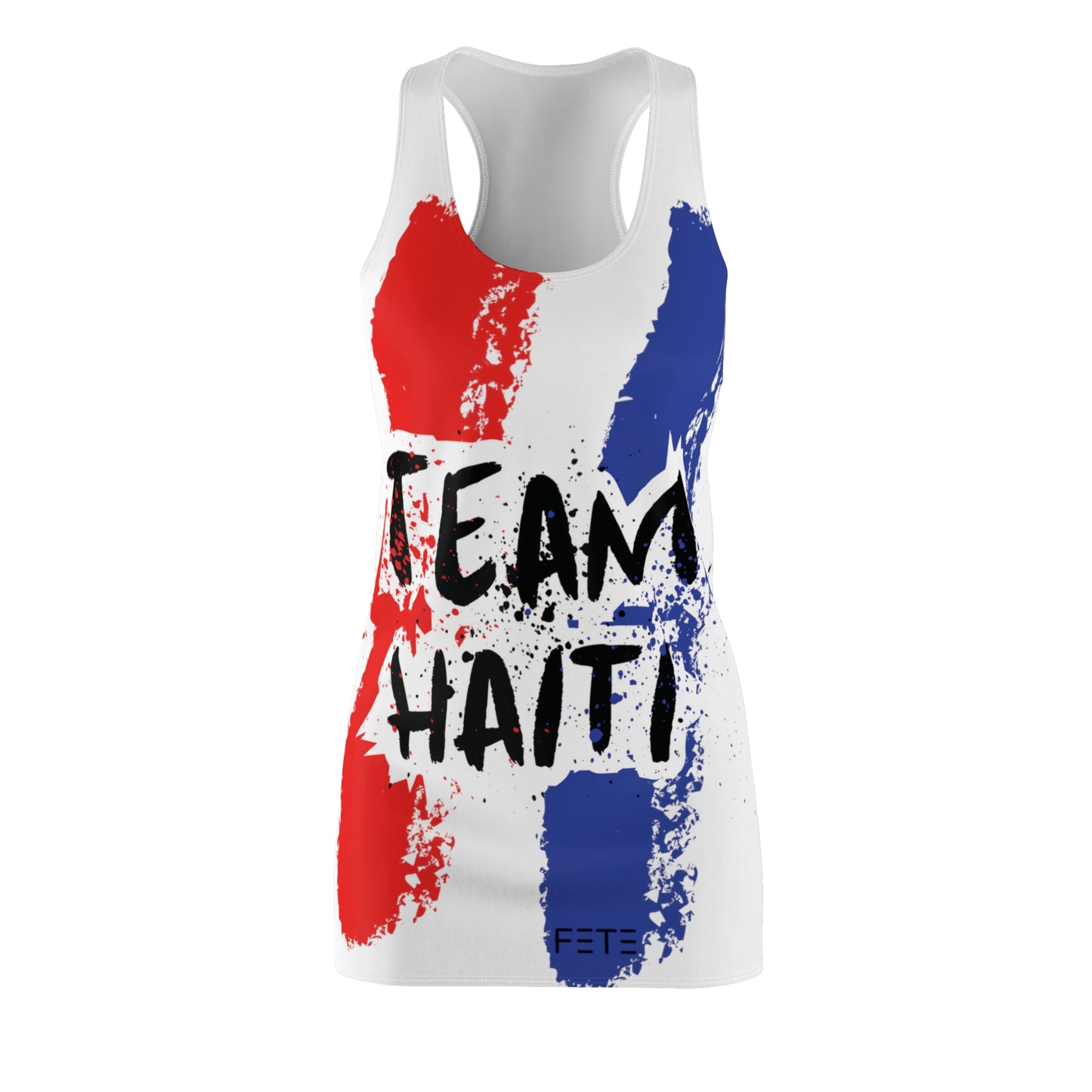 Team Haiti Women's Cut & Sew Racerback Dress (AOP) (white)