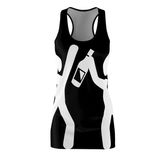 Fete Heads Women's Cut & Sew Racerback Dress (AOP) (black)