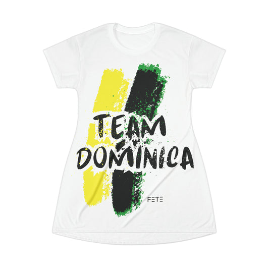 Team Dominica T-Shirt Dress (AOP) (white)