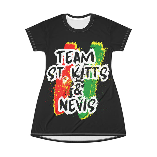 Team St. Kitts & Nevis T-Shirt Dress (AOP) (black)