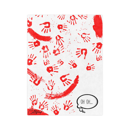 Certified Samson - "Oh Ohh" Collection - Ezekiel's red hand prints -  Velveteen Microfiber Blanket