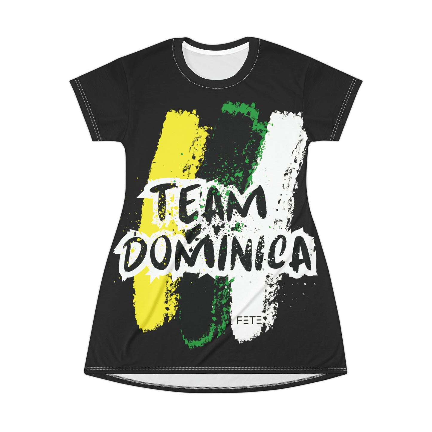 Team Dominica T-Shirt Dress (AOP) (black)