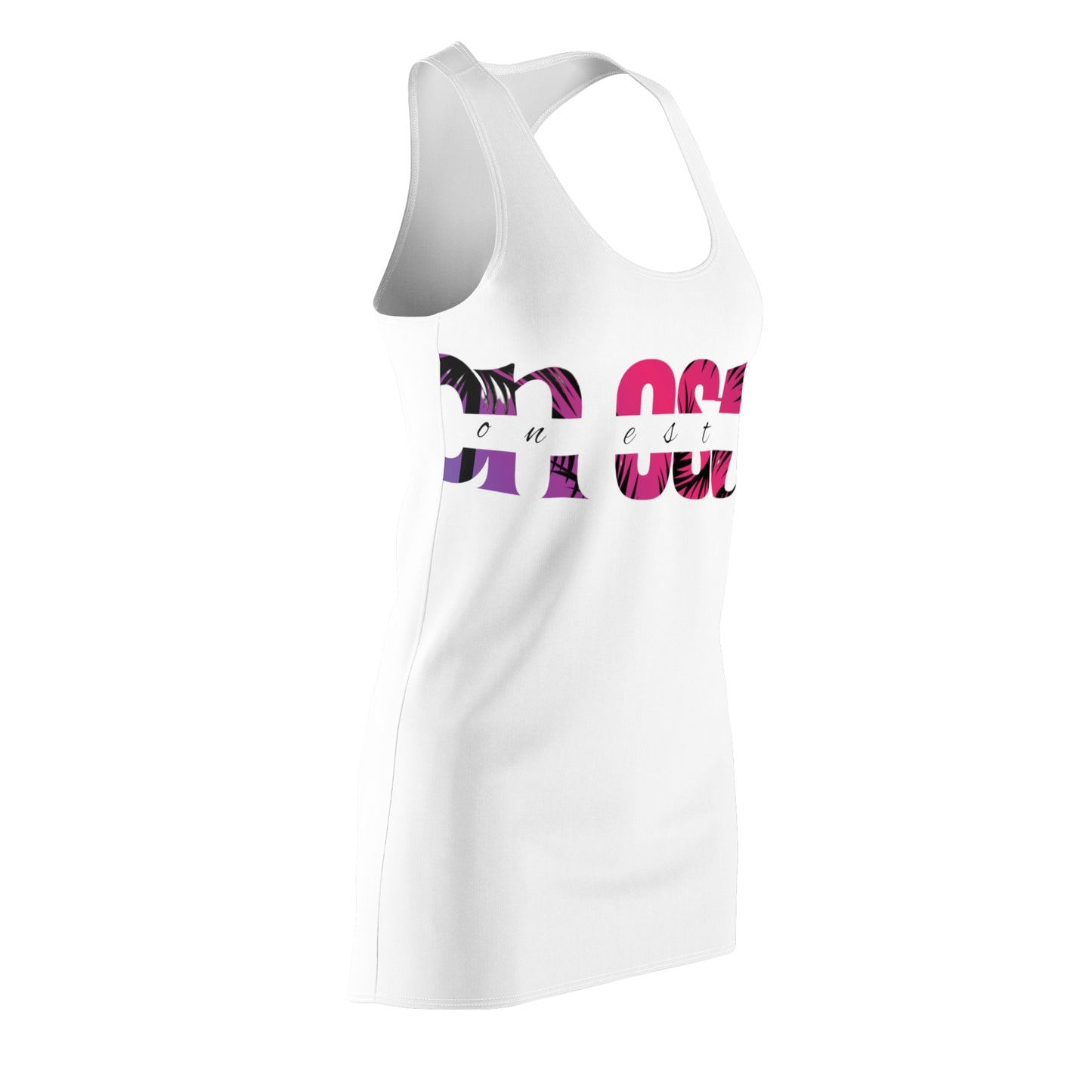 On Est La Women's Cut & Sew Racerback Dress (AOP) (white)