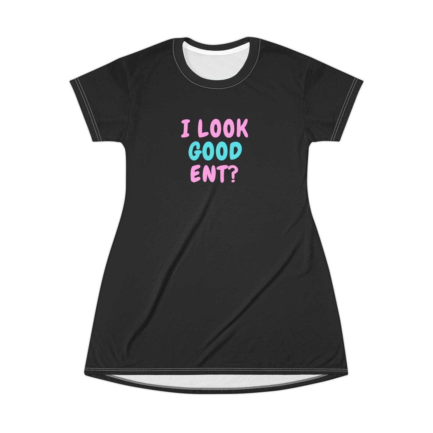 I Look? T-Shirt Dress (AOP) (black)