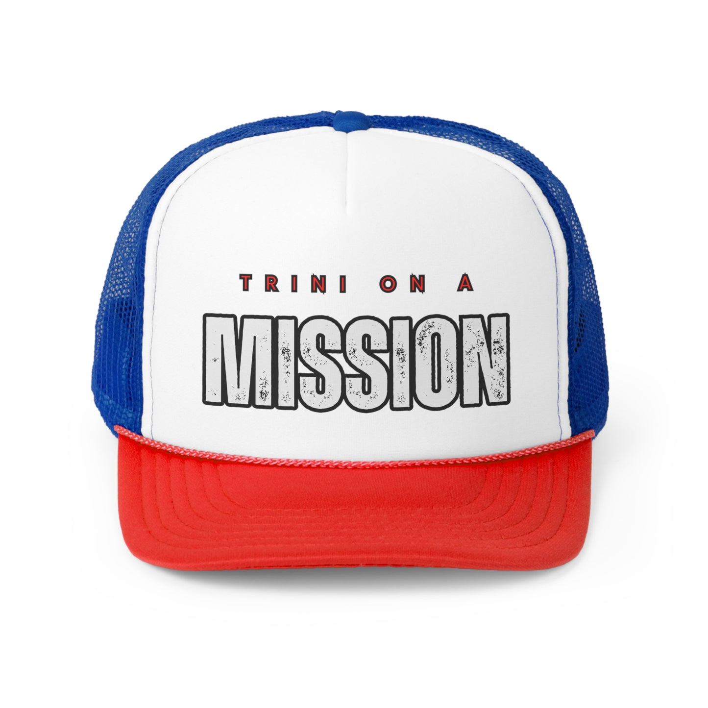 Trini on a Mission Trucker Caps