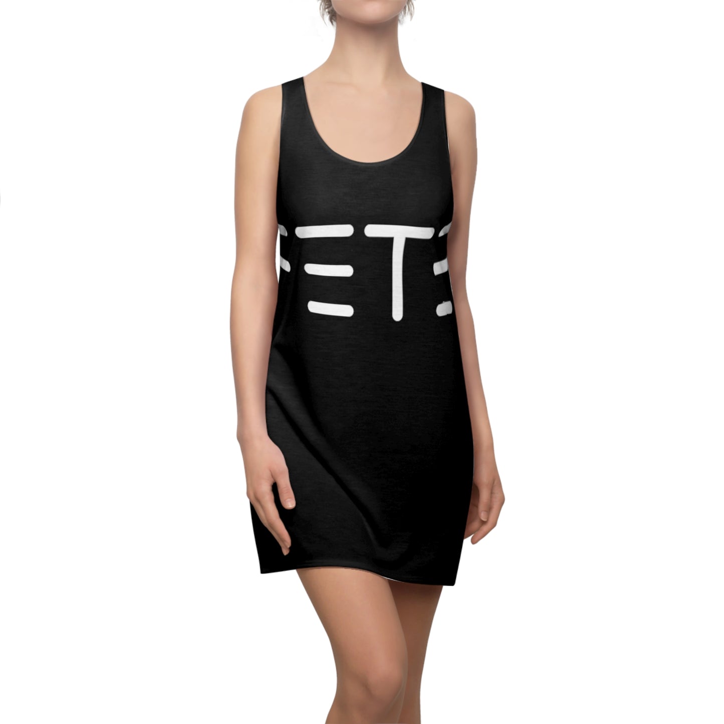 Fete Logo Cut & Sew Racerback Dress (AOP) (black)