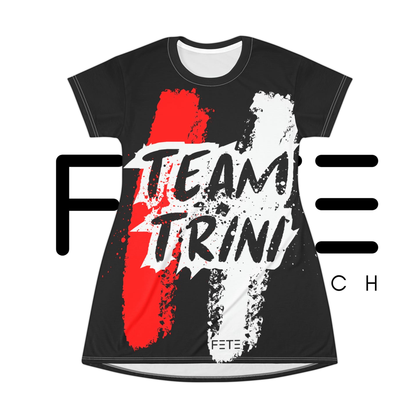 Team Trini T-Shirt Dress (AOP) (black)
