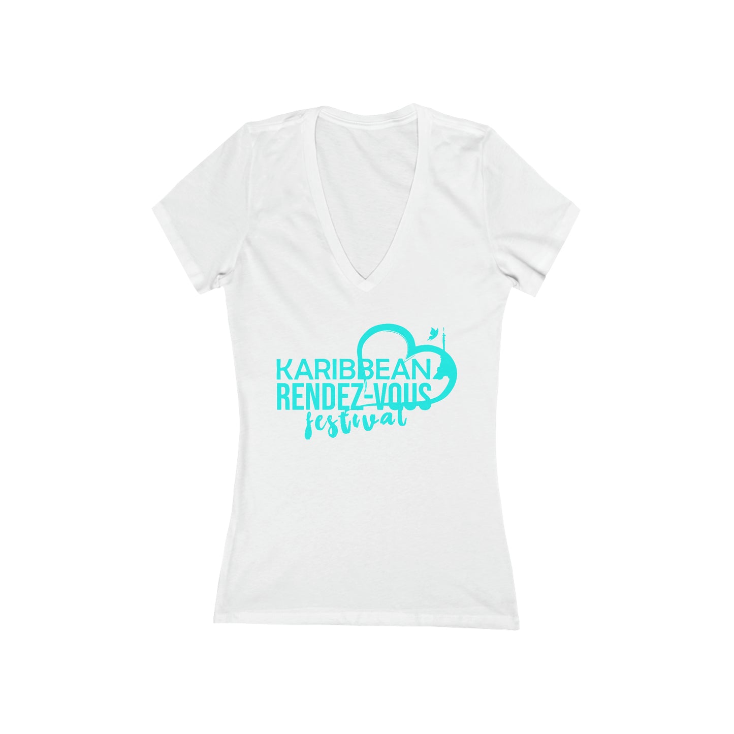 Karibbean Rendez-Vous Festival Women's Jersey Short Sleeve Deep V-Neck Tee