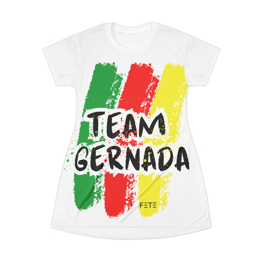 Team Grenada T-Shirt Dress (AOP) (white)
