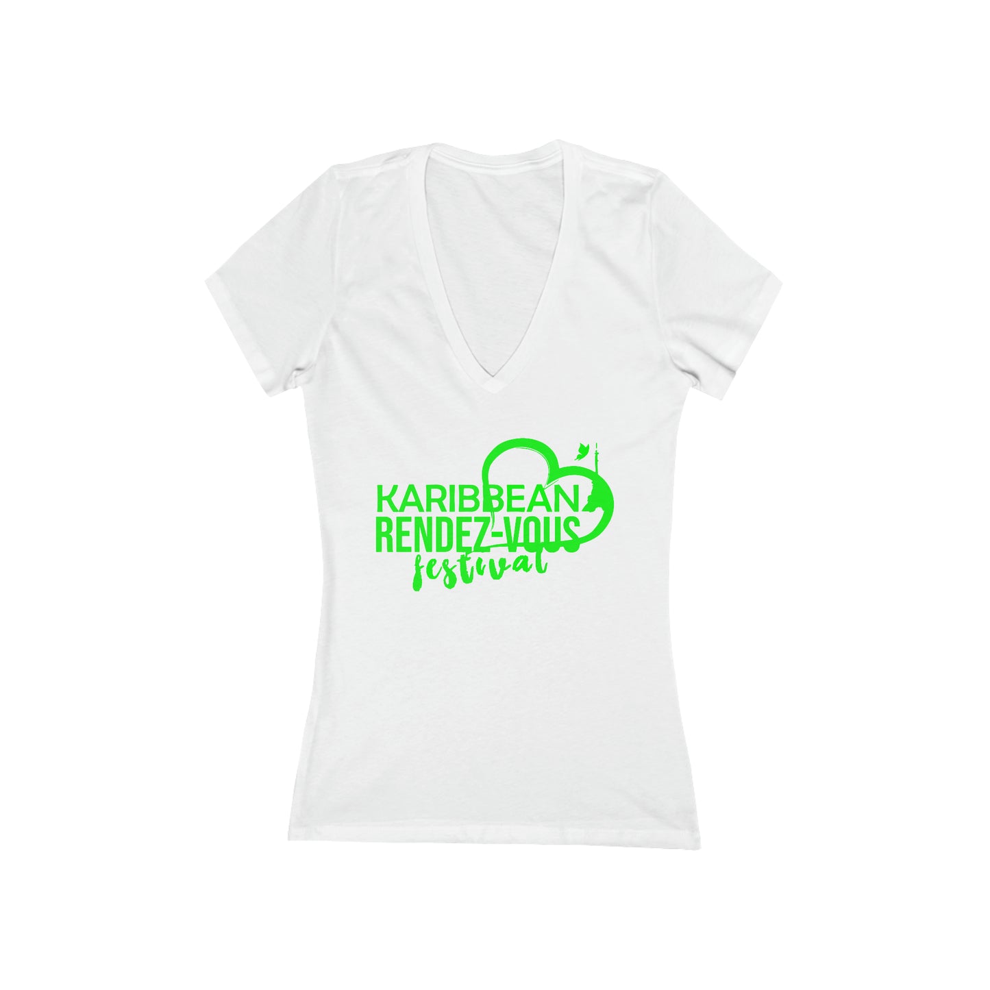 Karibbean Rendez-Vous Festival Women's Jersey Short Sleeve Deep V-Neck Tee