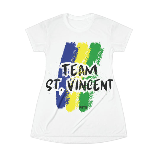 Team St. Vincent T-Shirt Dress (AOP) (white)