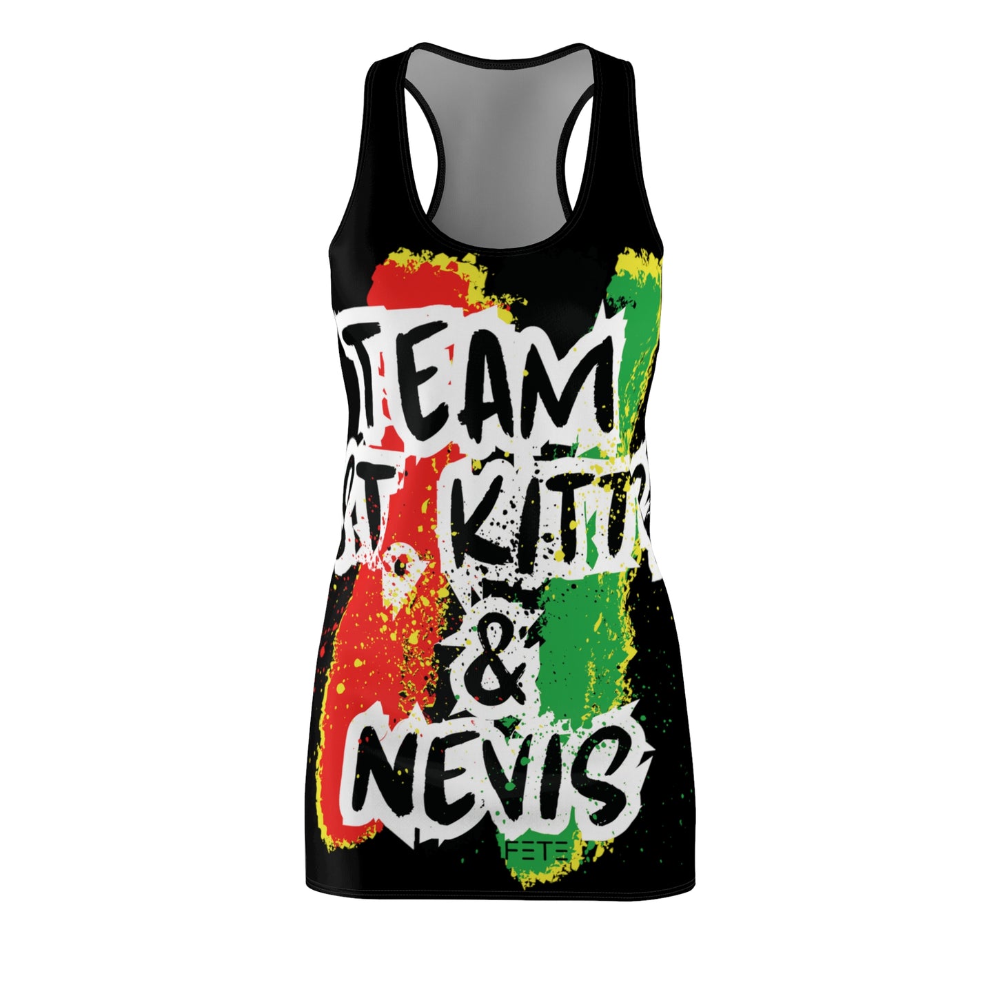 Team St. Kitts & Nevis Women's Cut & Sew Racerback Dress (AOP) (black)