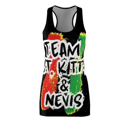Team St. Kitts & Nevis Women's Cut & Sew Racerback Dress (AOP) (black)
