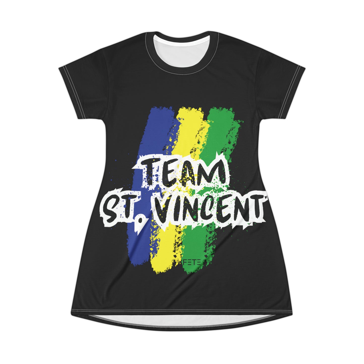 Team St. Vincent T-Shirt Dress (AOP) (black)