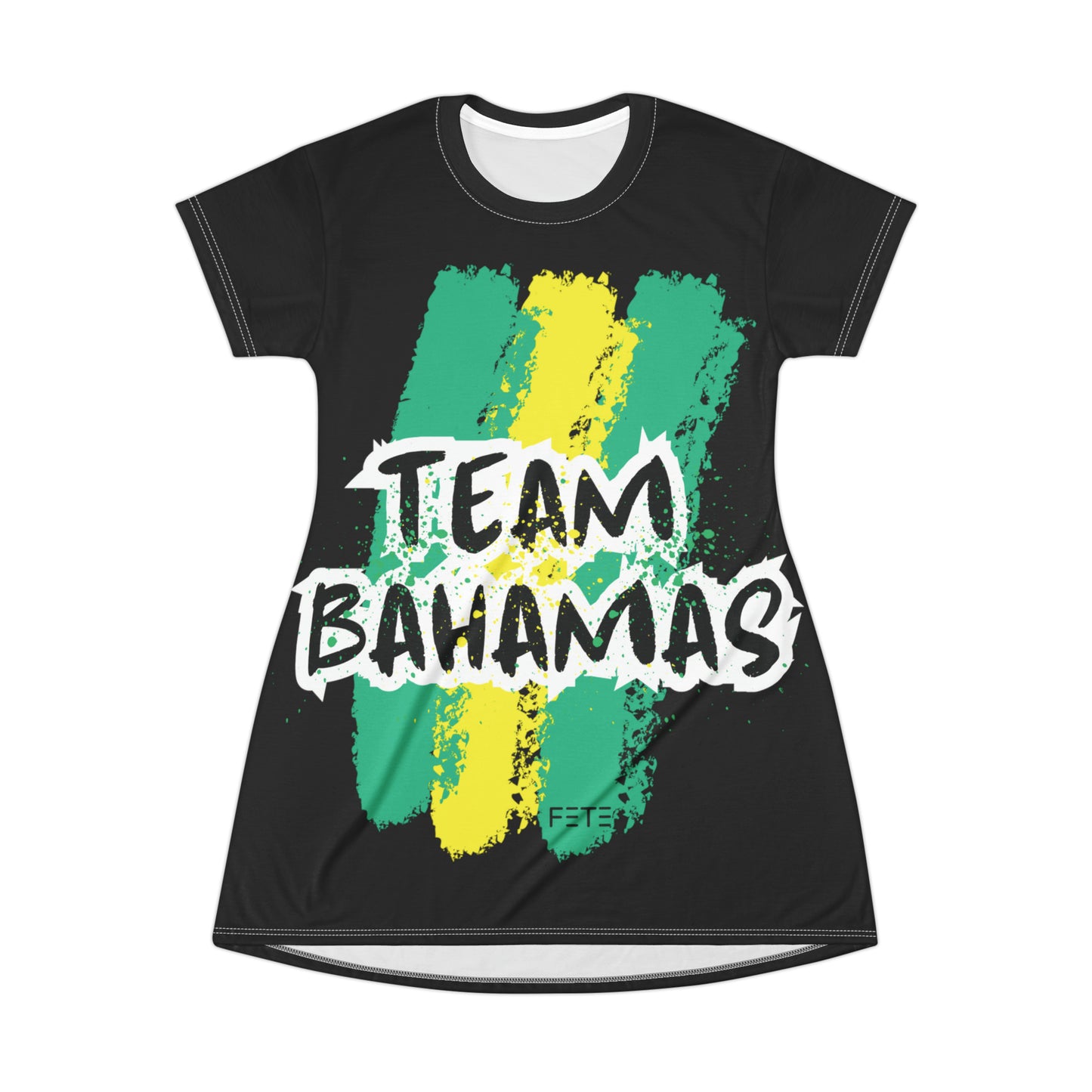 Team Bahamas T-Shirt Dress (AOP) (black)